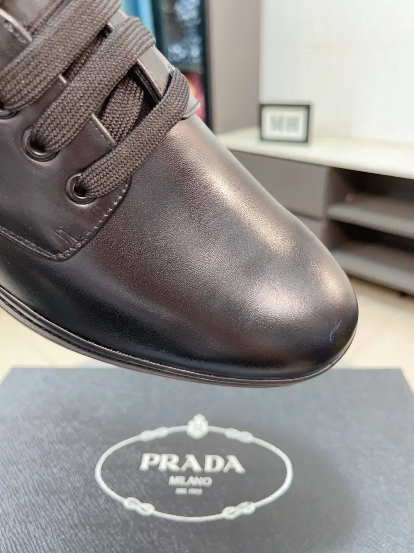 Men's shoes 💰540🌹🌹 [Men's shoes 💰pRADA Prada leather shoes] Top purchasing agent Original imported Italian custom-made open-edge beaded cowhide leather surface, ➕Fully imported water-dyed breathable cowhide lining, original factory special molded sole, super comfortable, code number: 38-44